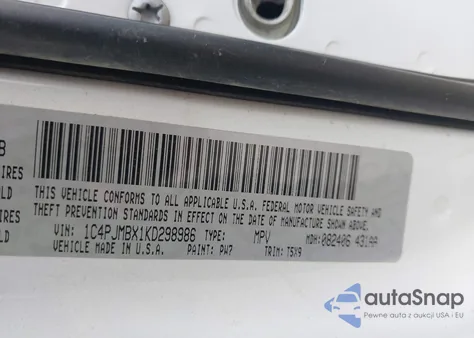 2019 Jeep Cherokee Trailhawk 4X4 z USA, uszkodzony, nr VIN 1C4PJMBX1KD298986